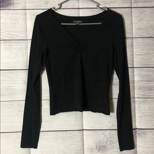 Long sleeve black V neck shirt